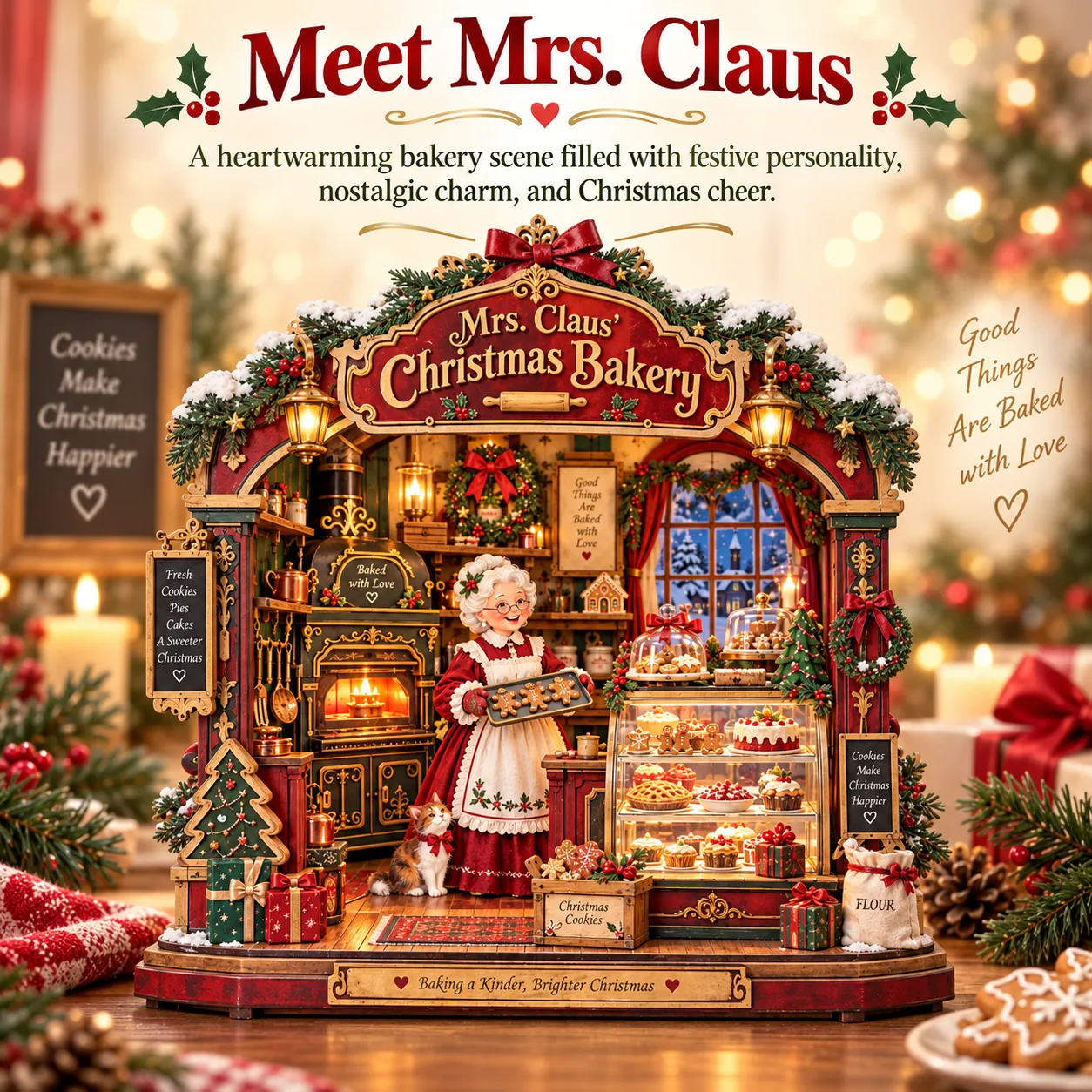 Christmas bakery shadow box detail