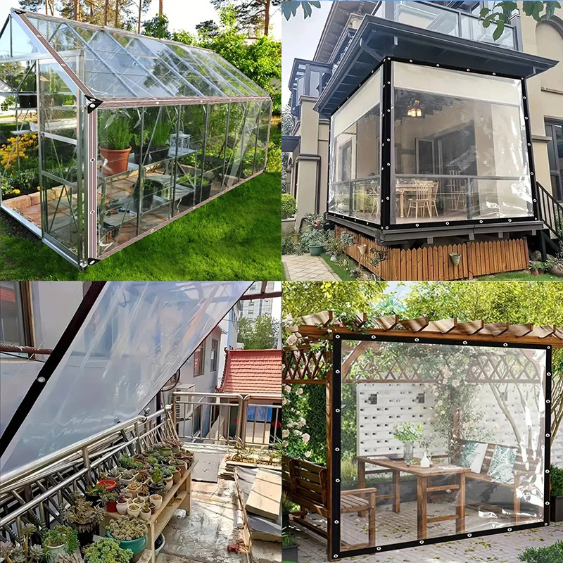 Transparent waterproof tarp for garden greenhouse and outdoor spaces
