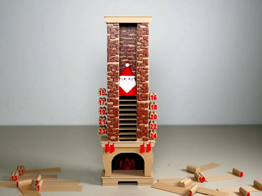 Santa sliding down advent chimney