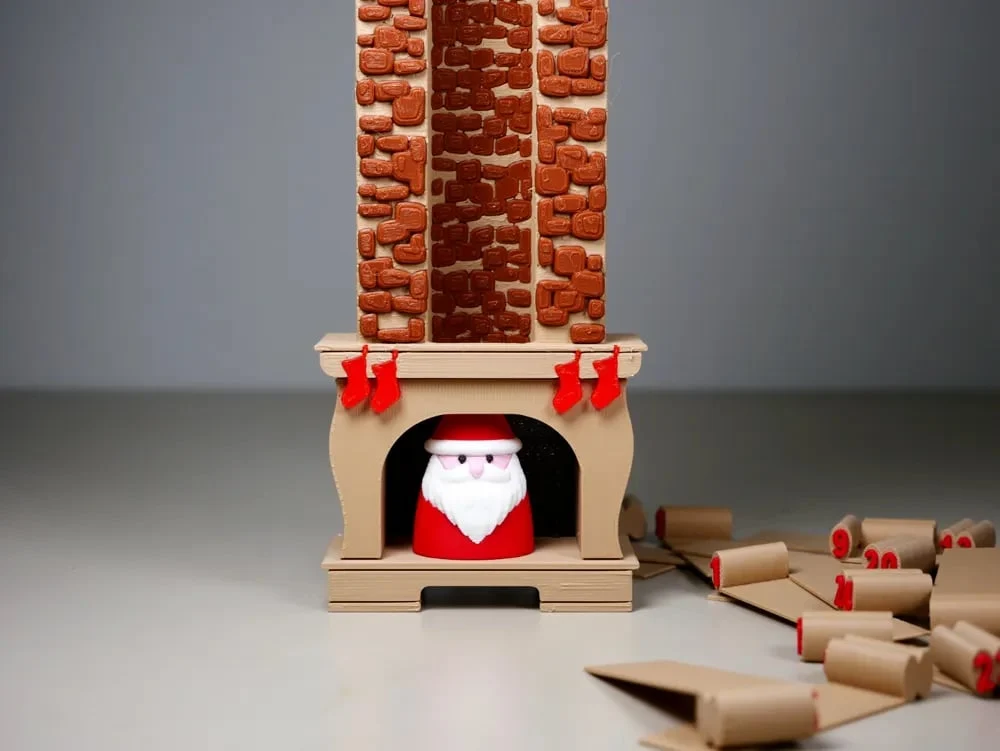 Santa at the bottom of Christmas chimney