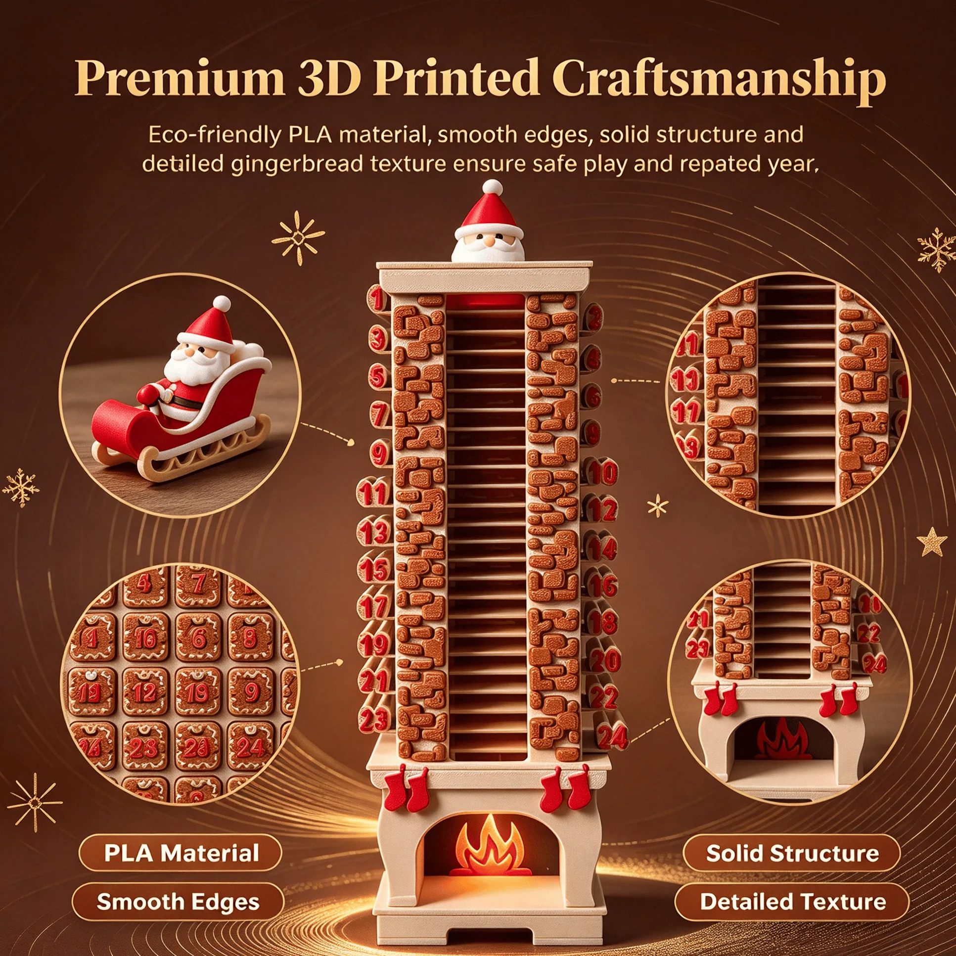 3D printed advent calendar details