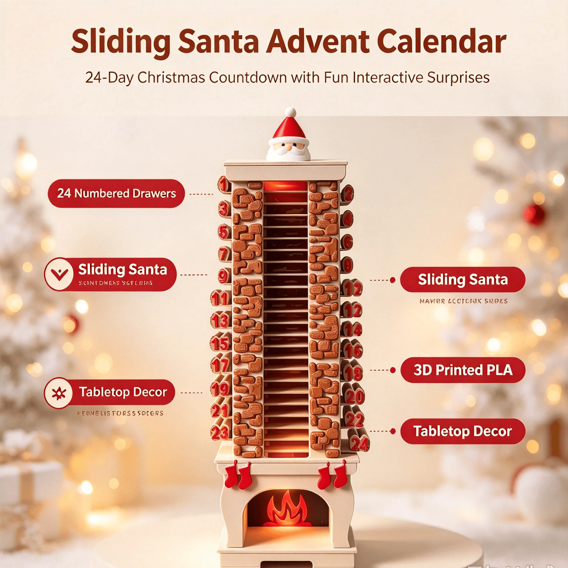 Sliding Santa Advent Calendar features