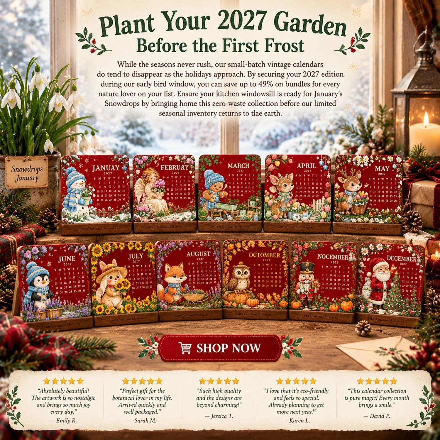 Plantable seed calendar gift presentation