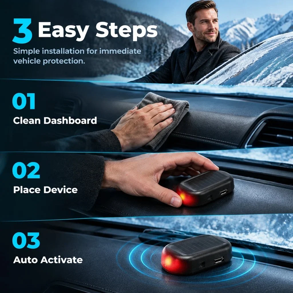 Three-step installation and use illustration for the winter antifreeze instrument