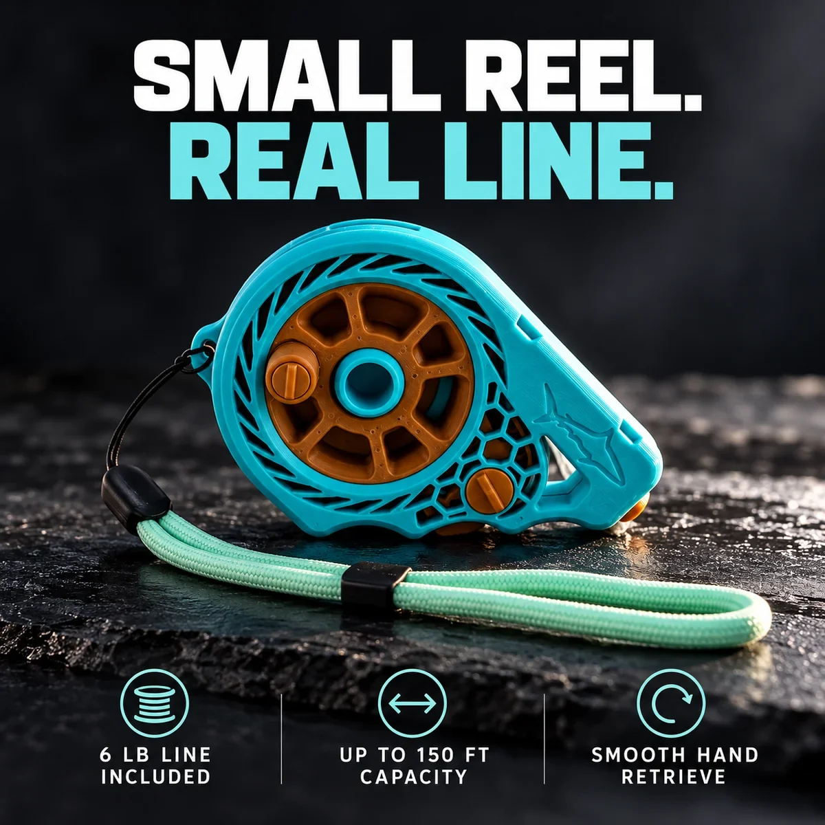 Turquoise reel and fishing line information