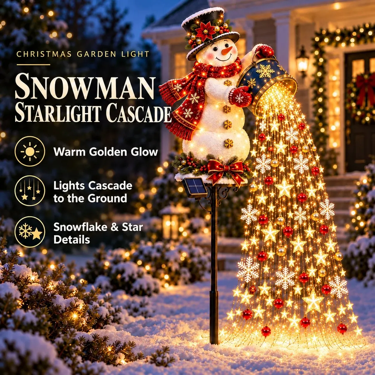 Santa Gift Waterfall Christmas garden light