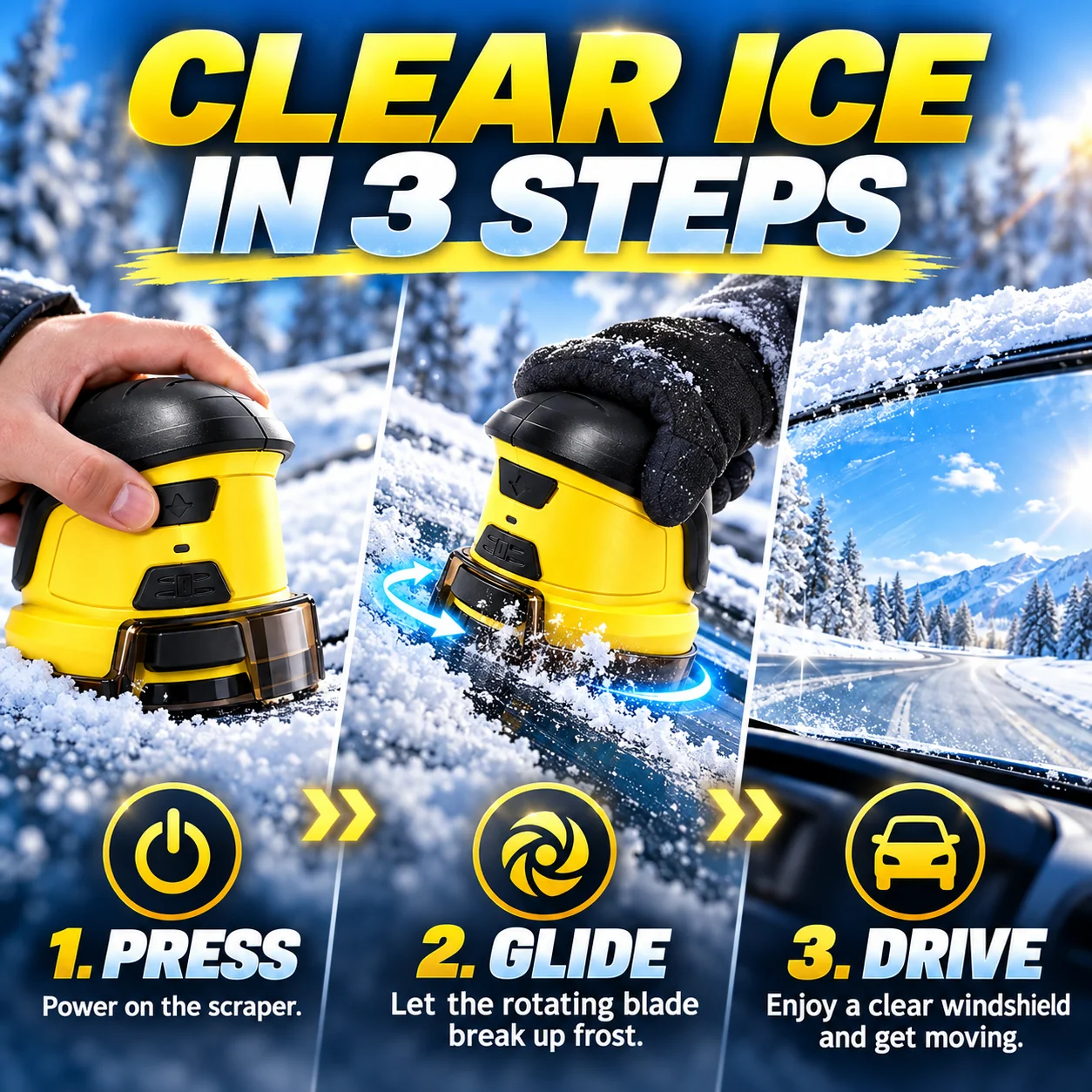 USB rechargeable electric snow scraper and charging information