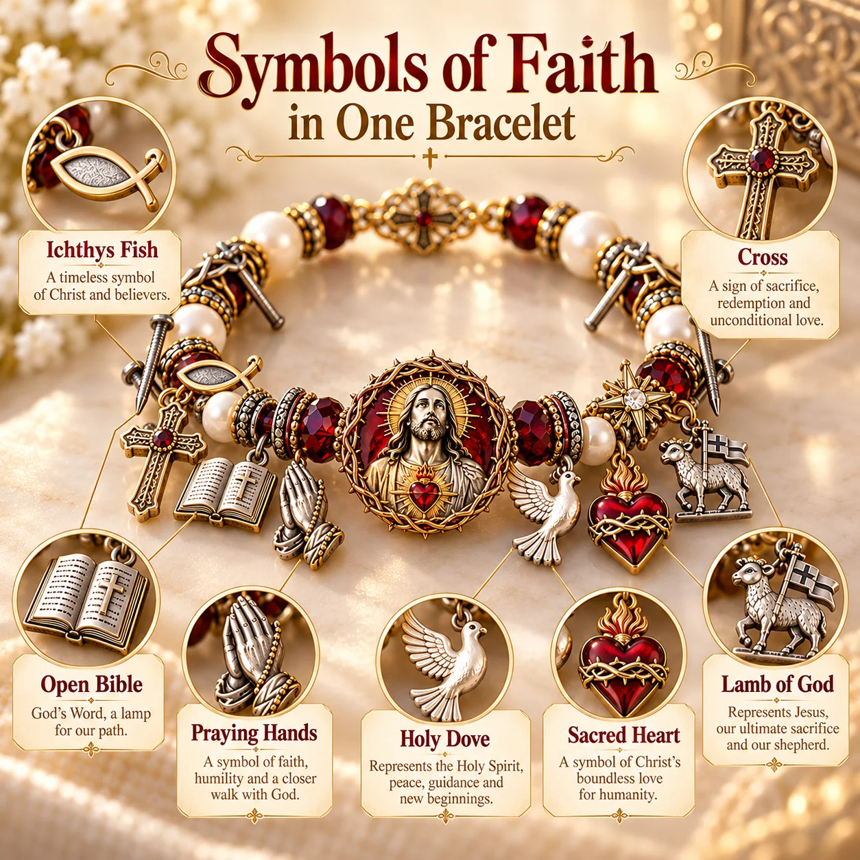 Jesus Sacred Heart bracelet presented as a Christian faith gift