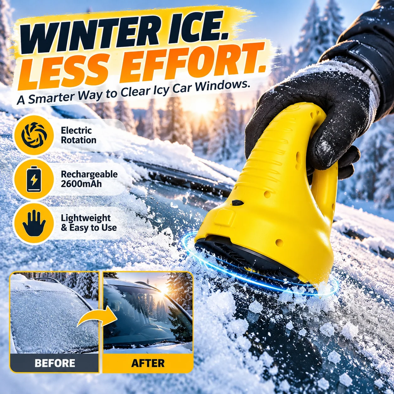 Rechargeable electric car ice scraper