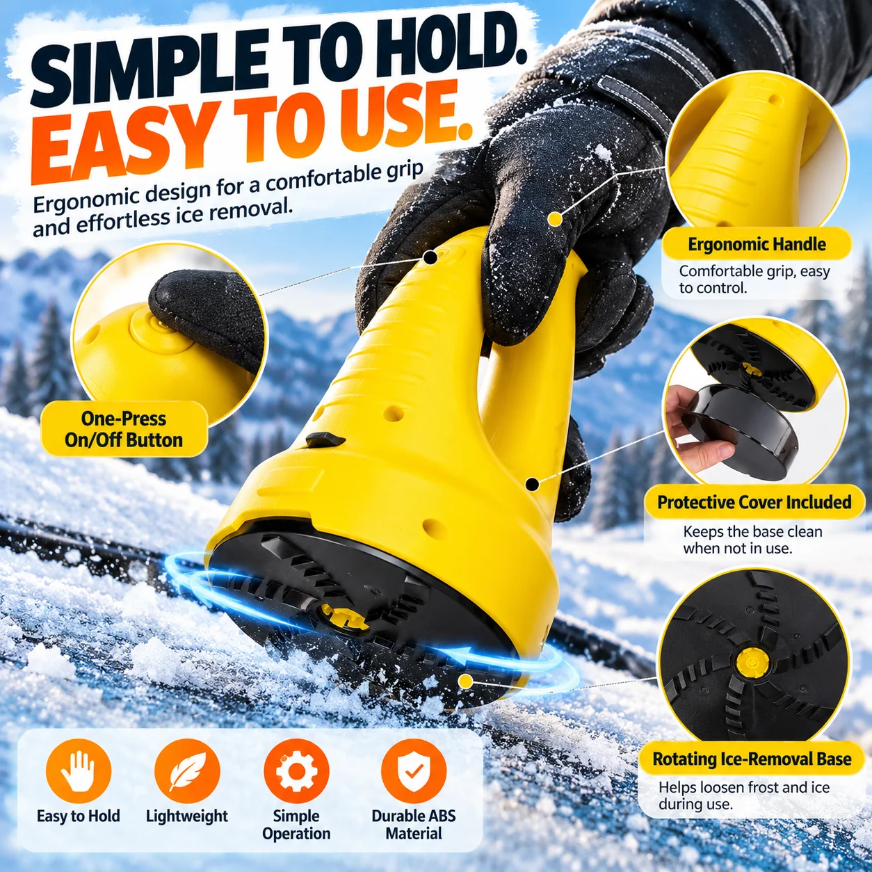 Handheld electric ice scraper design and controls