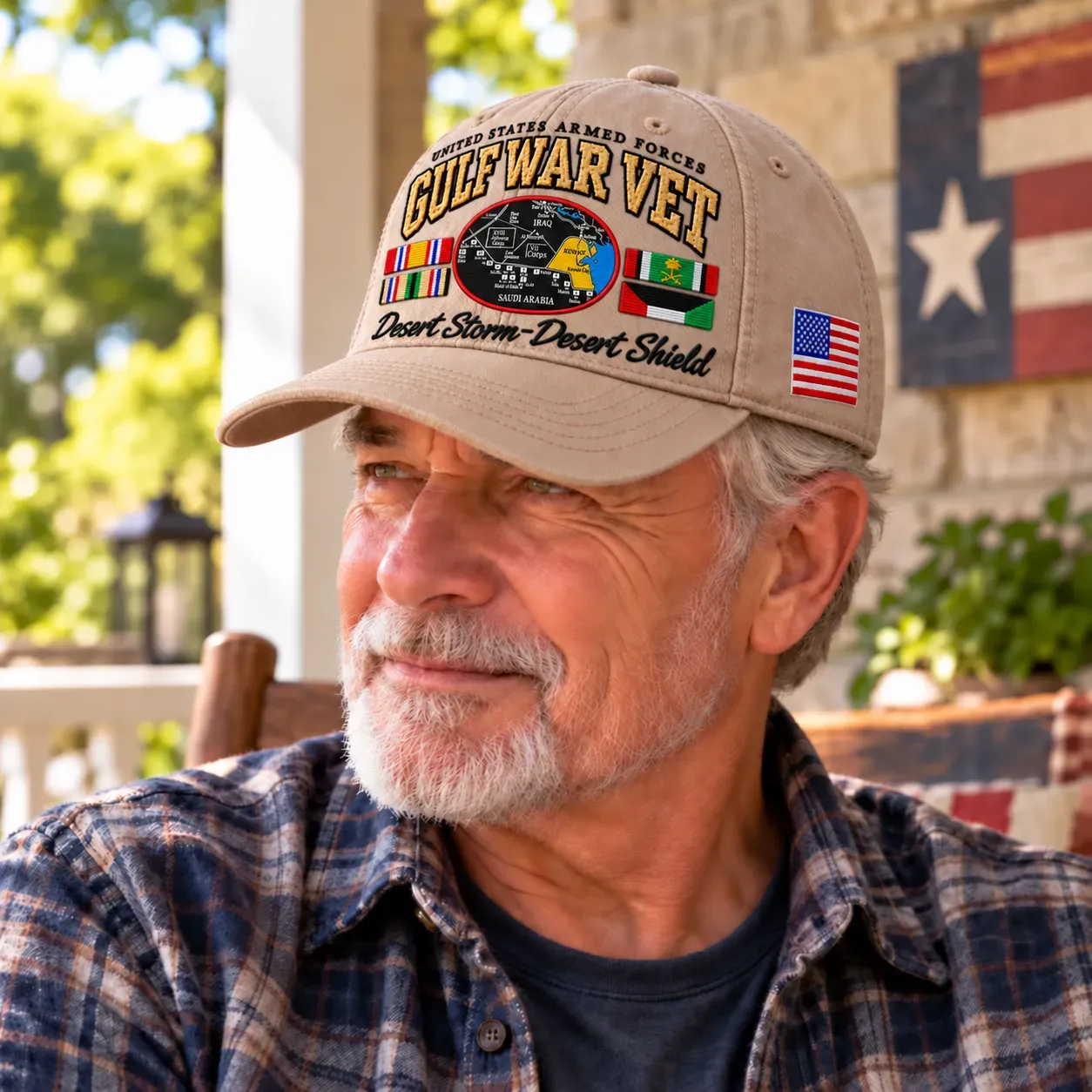 Gulf War Veteran cap worn during a veteran gathering and everyday outing