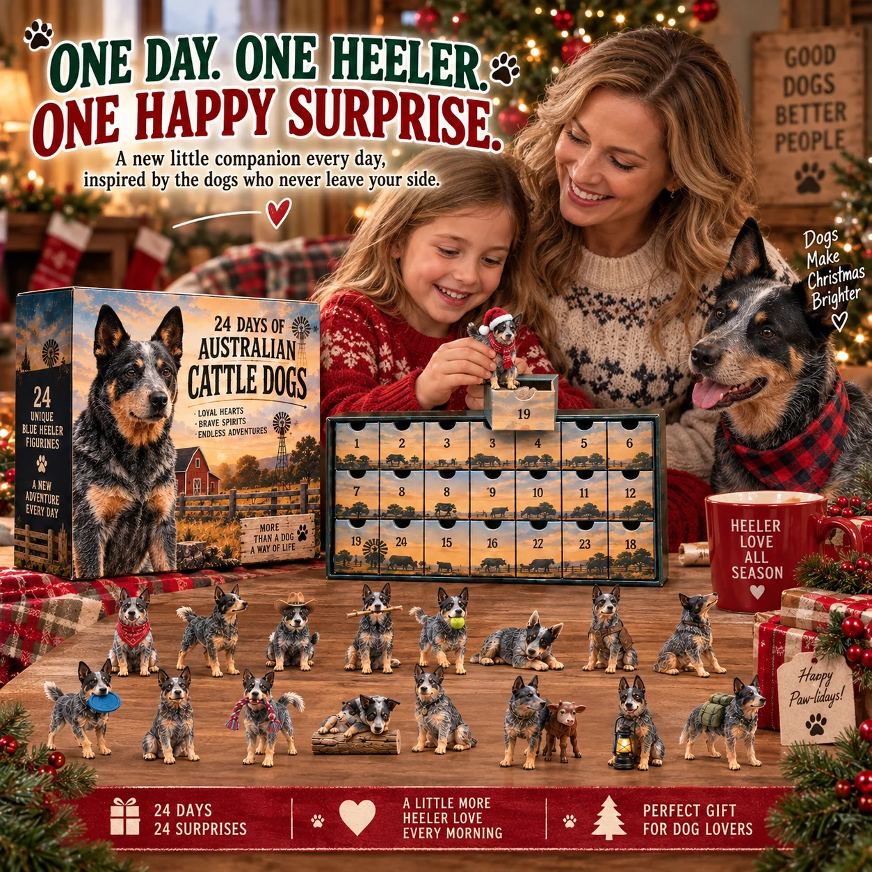 Blue Heeler Christmas advent calendar daily surprise
