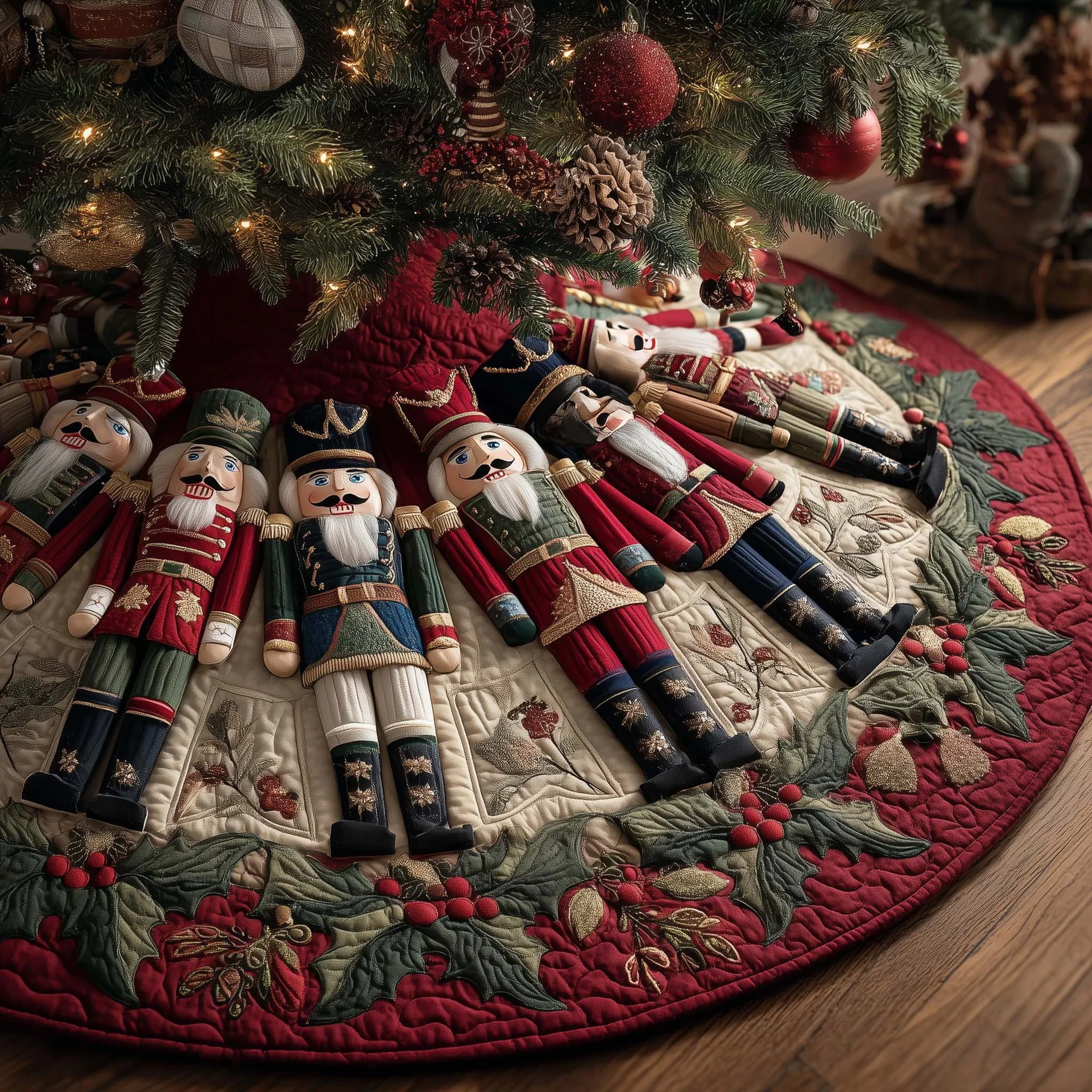 3D Optical Illusion Quilted Christmas Tree Skirt details