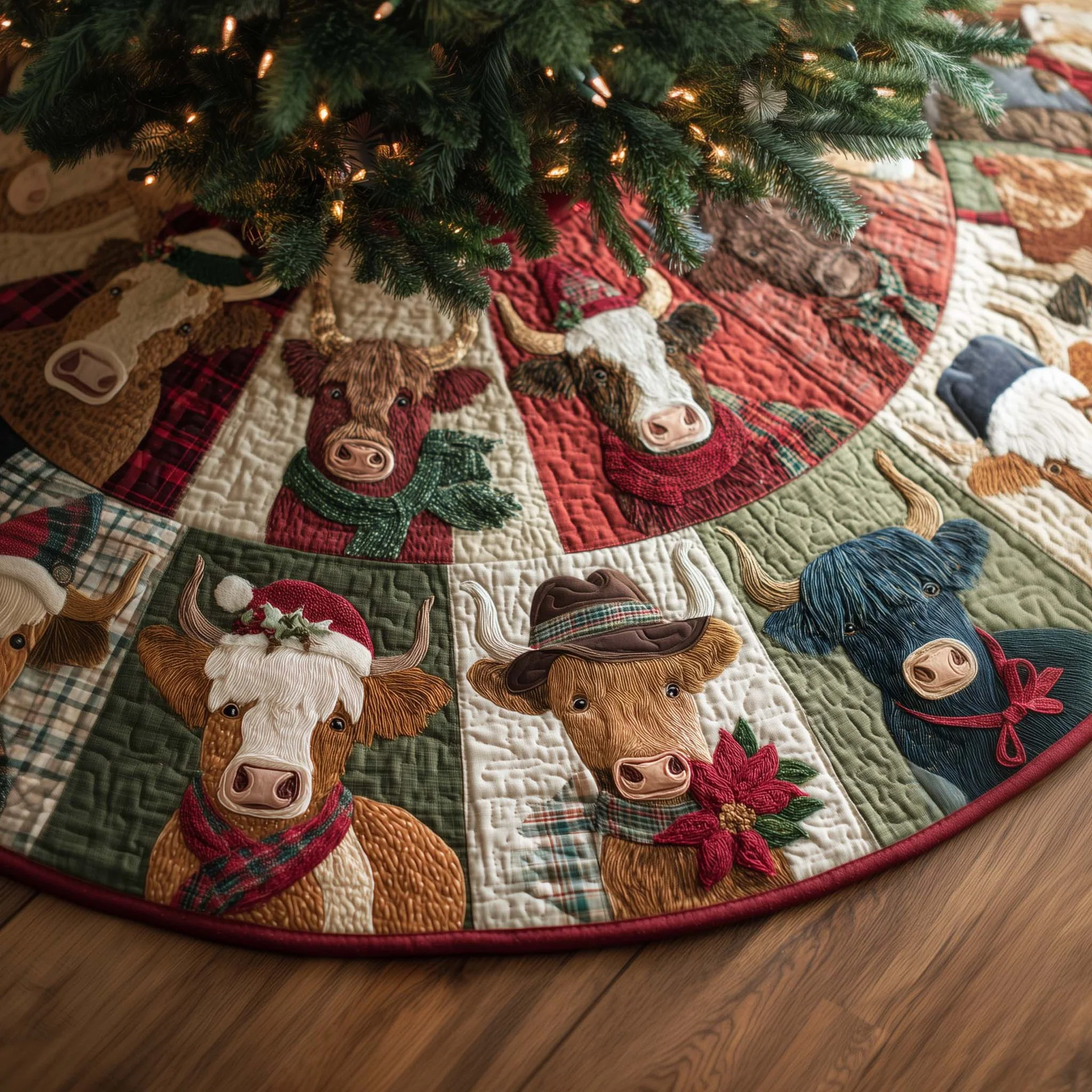3D Optical Illusion Quilted Christmas Tree Skirt product view