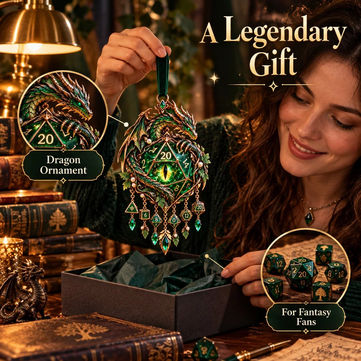 Dragon wind chime fantasy decor gift for tabletop role-playing and dragon fans