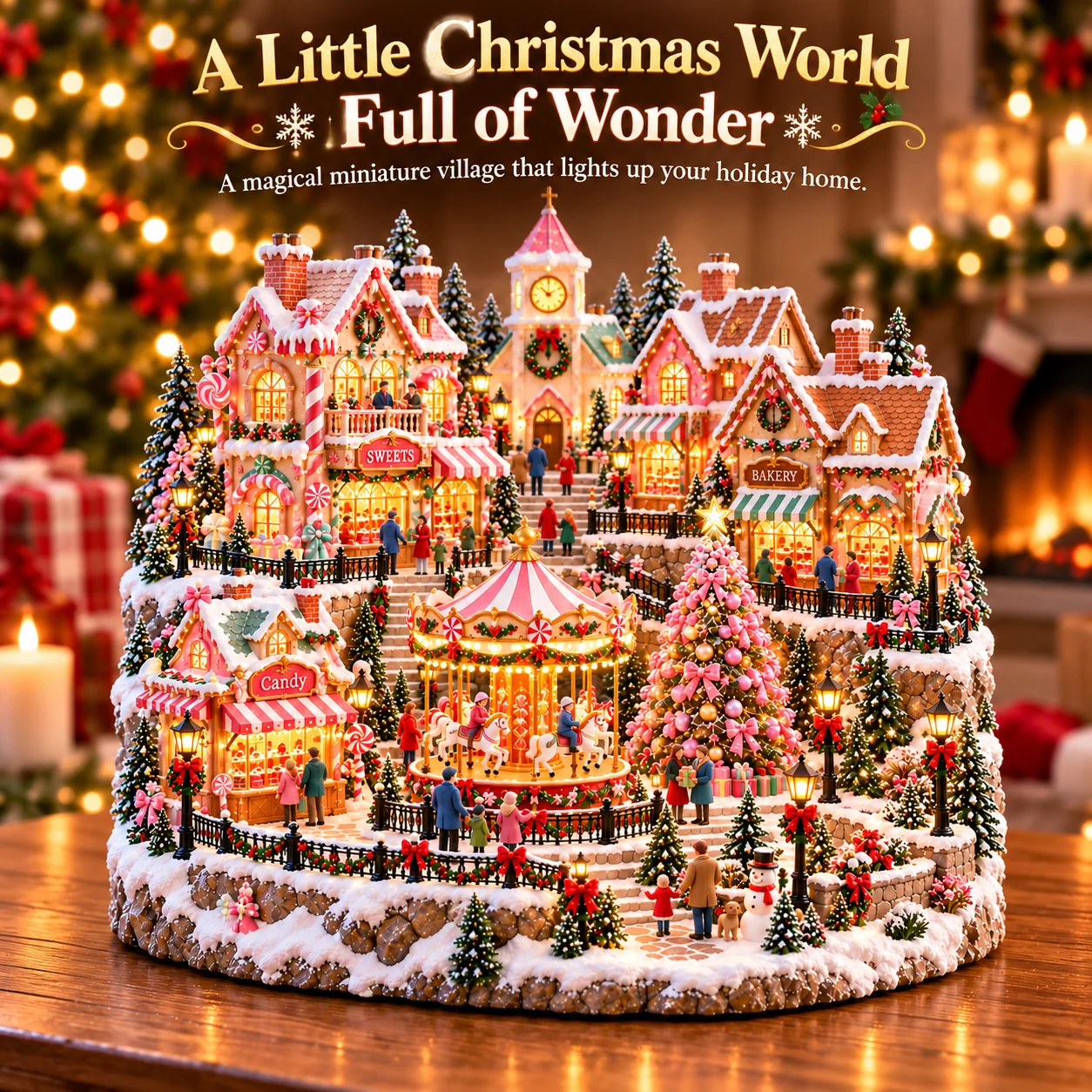 Candy Glow miniature Christmas market displayed in daylight