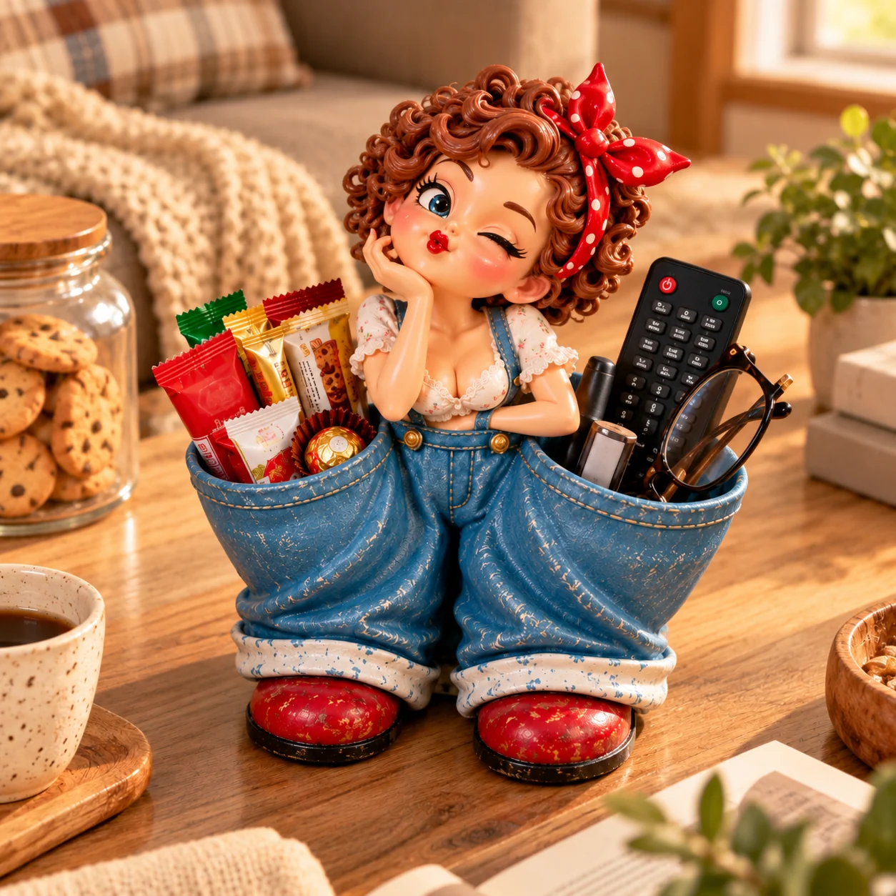 Decorative vintage girl figurine with charming details