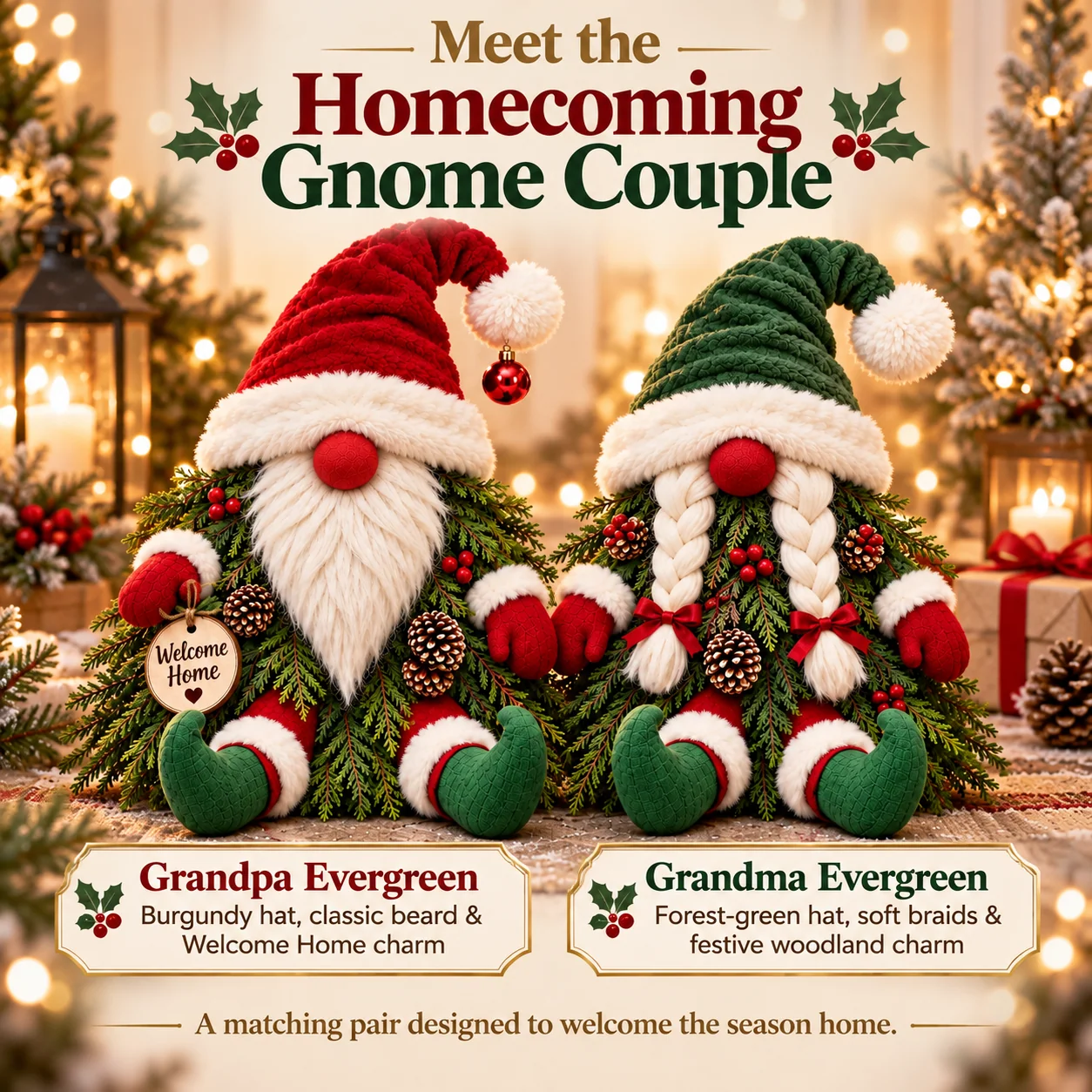 Meet Grandpa and Grandma Evergreen Christmas Gnomes