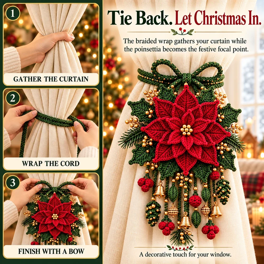 How to gather a curtain, wrap the braided cord and finish with a bow
