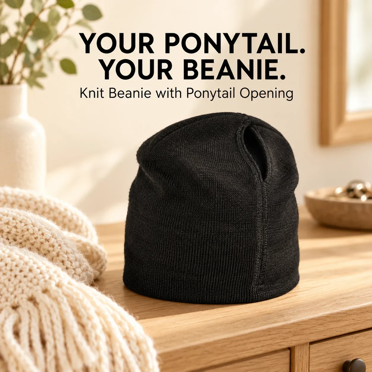 Additional colors and design details of ponytail beanies