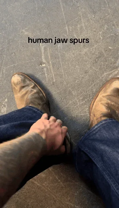 Western jawbone-inspired boot accessories in motion