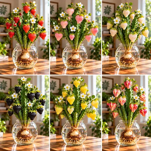 Six colorful strawberry cactus decorative concepts