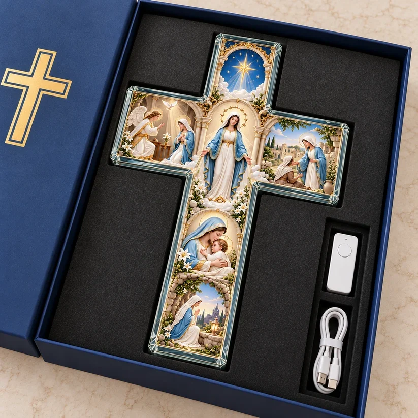 Cross arranged in a fitted presentation box with accessories