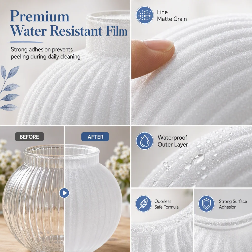 Water-resistant protective film created by DIY frosted glass coating
