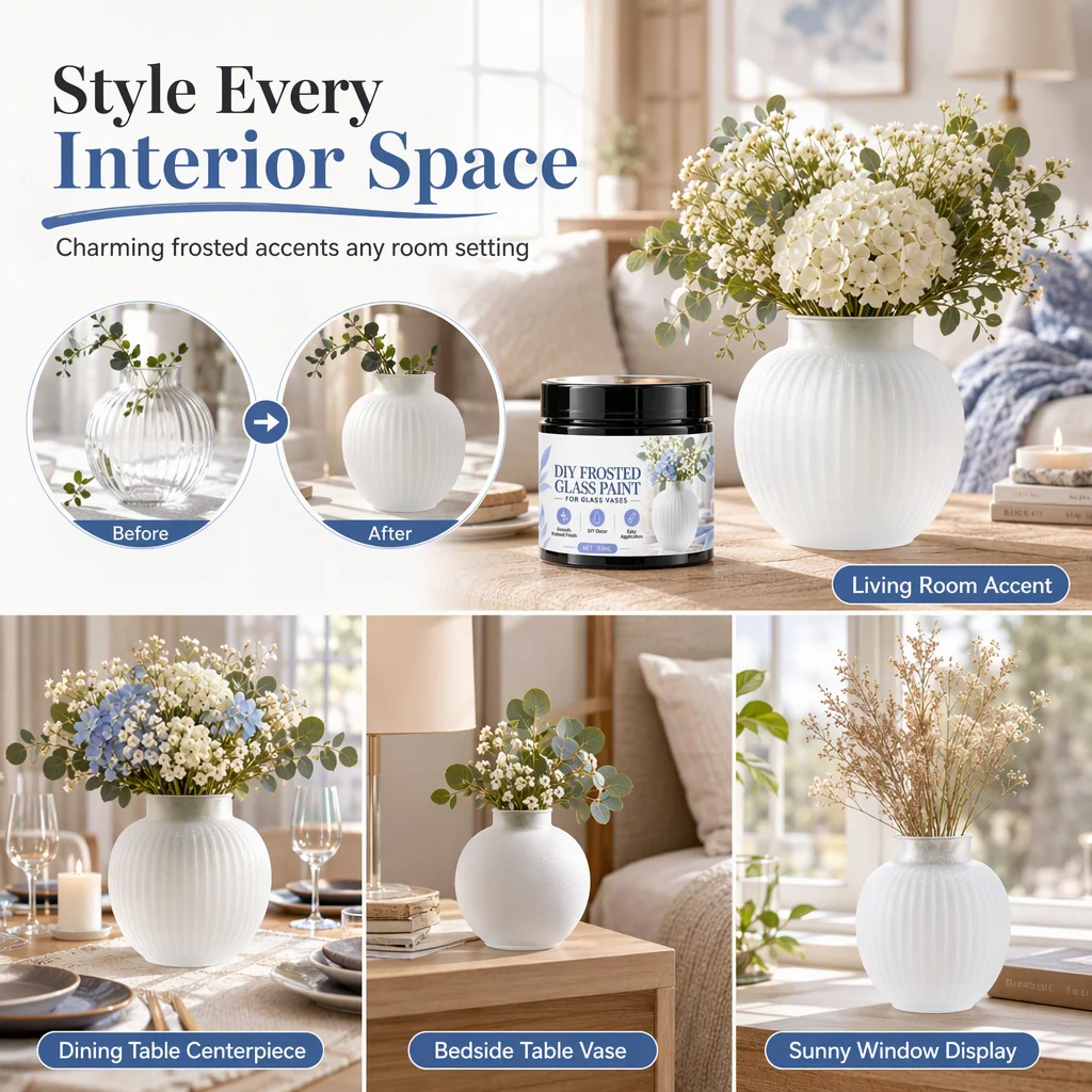 Frosted glass paint used for vases decorative candle holders and bathroom jars