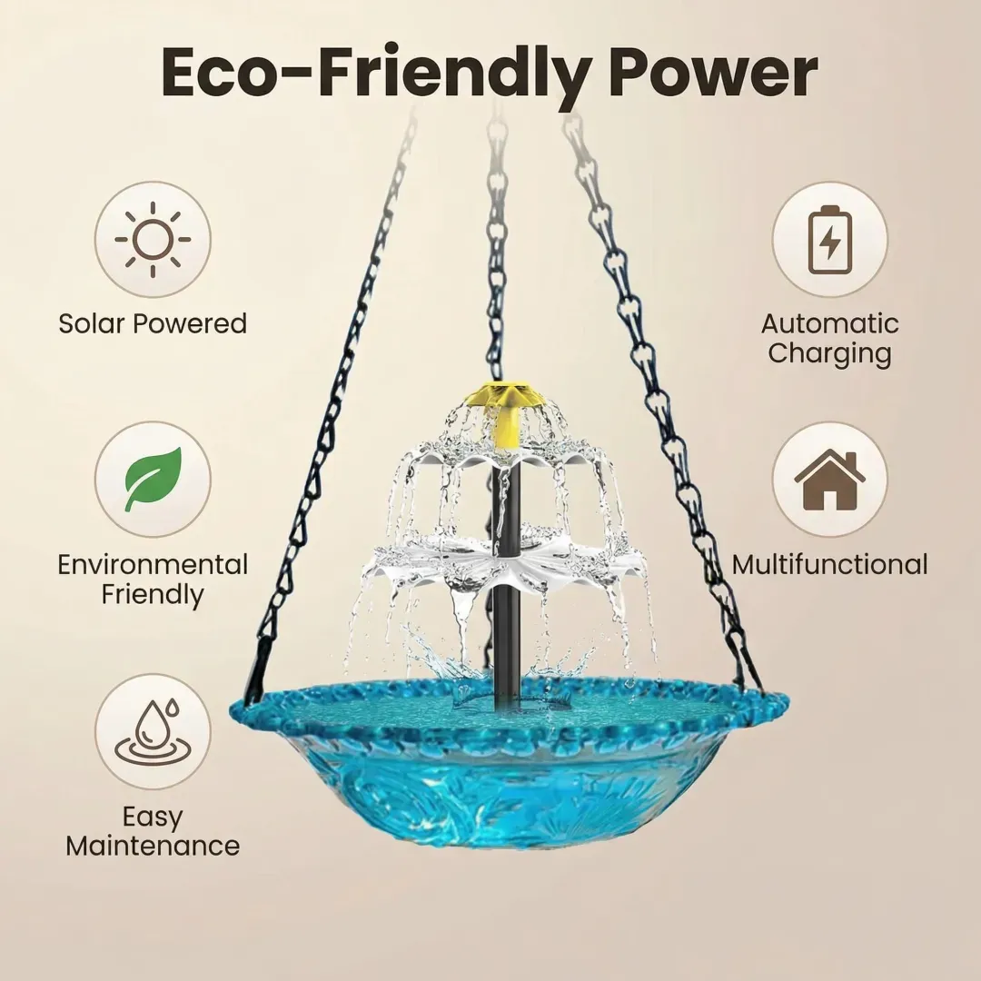 Solar cascade hanging bird bath fountain product details