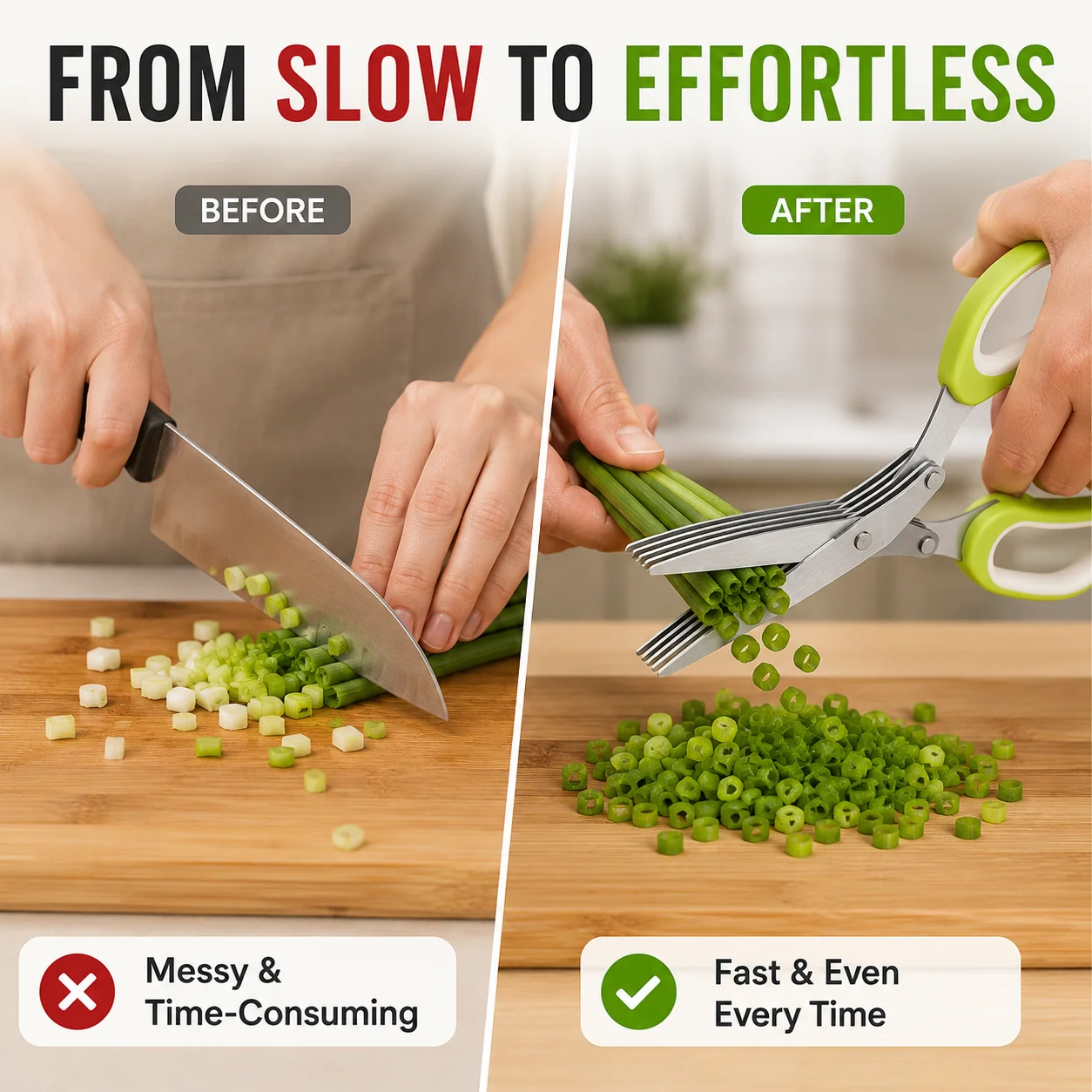 Stainless steel cutting blades on the herb scissors