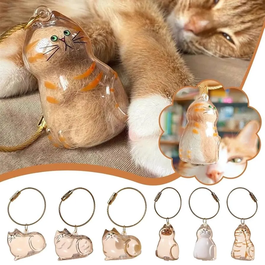 Amazon.com: Cat Hair Memorial Capsule Keychain – Cat Hair Storage Capsules, Pet Fur & Whisker Storage Keepsake, Cat Shaped Souvenir Bottle Box for Cat Lovers, Pet Loss Remembrance Gift for Loss of