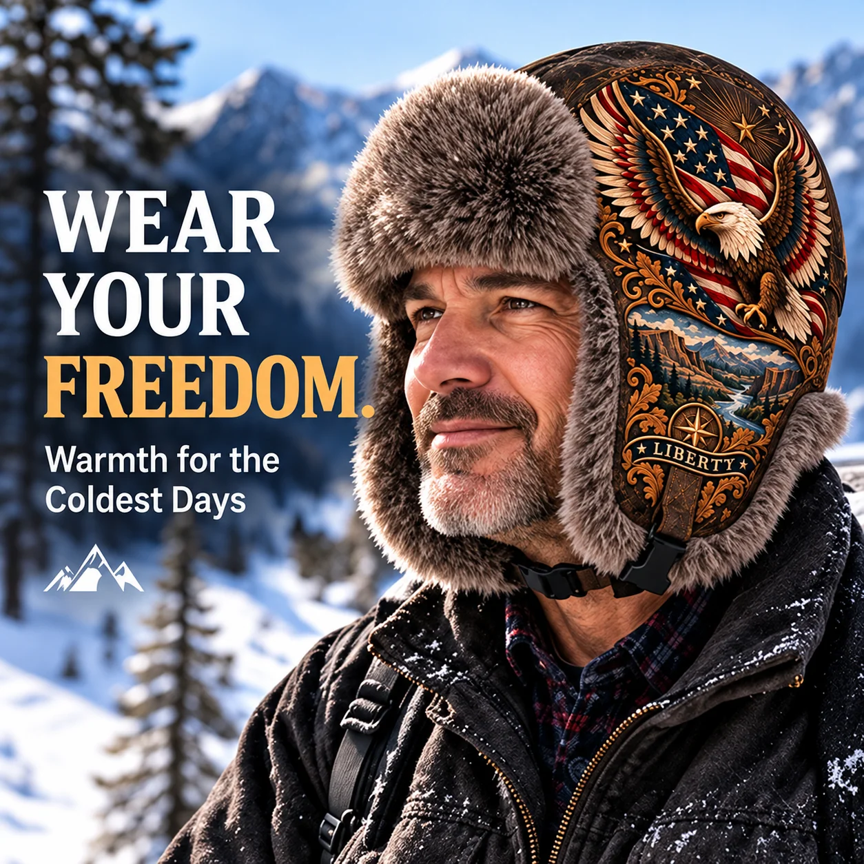 Wings of Freedom fleece-lined winter ear-flap hat