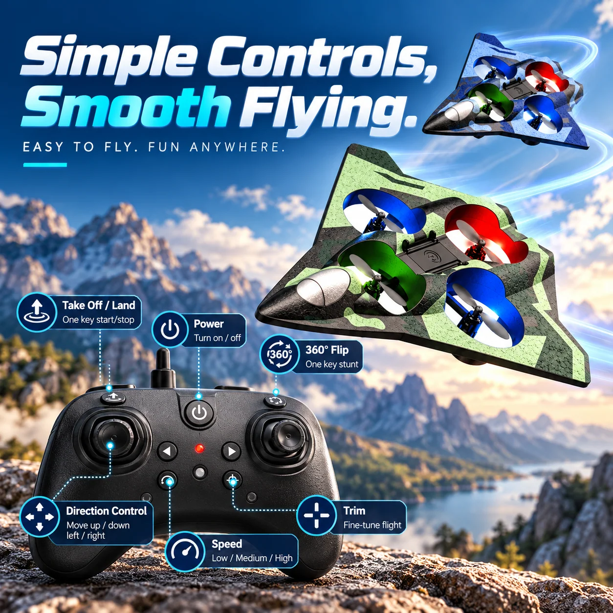 RC jet remote control functions