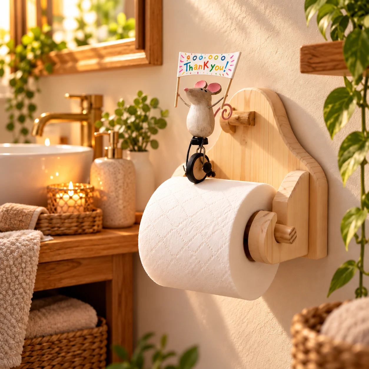 Mouse style animal toilet paper holder