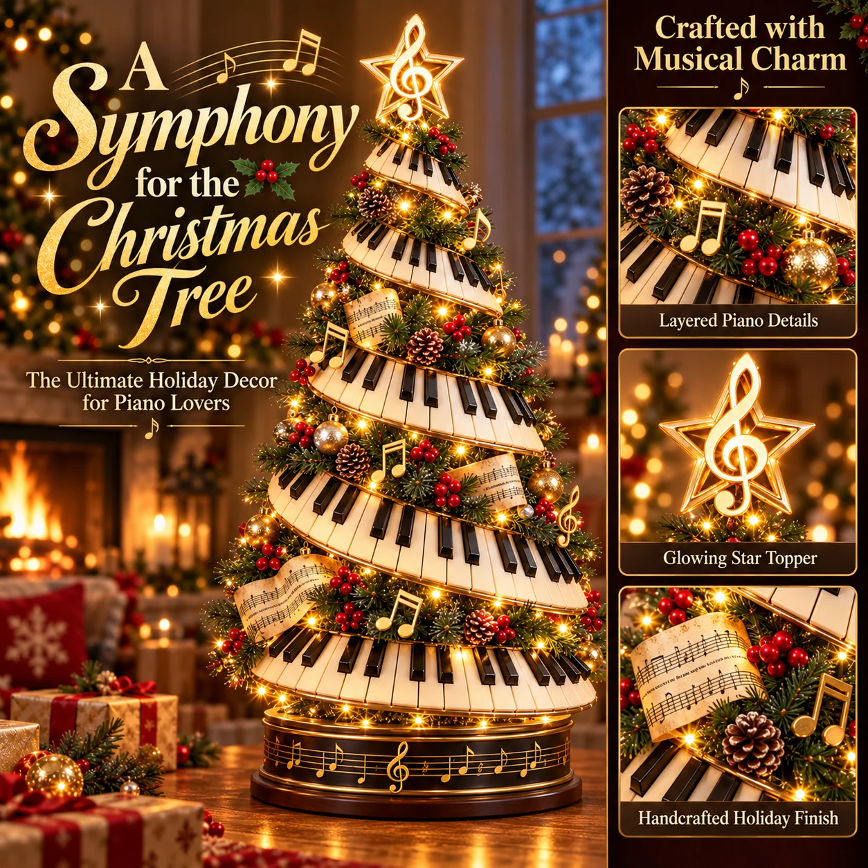 Piano Christmas Tree layered keys and musical details