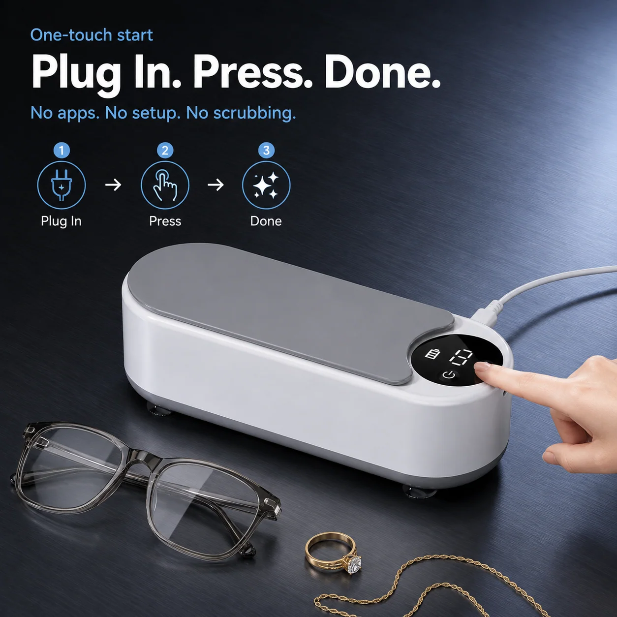 One-touch high-frequency cleaning box operation