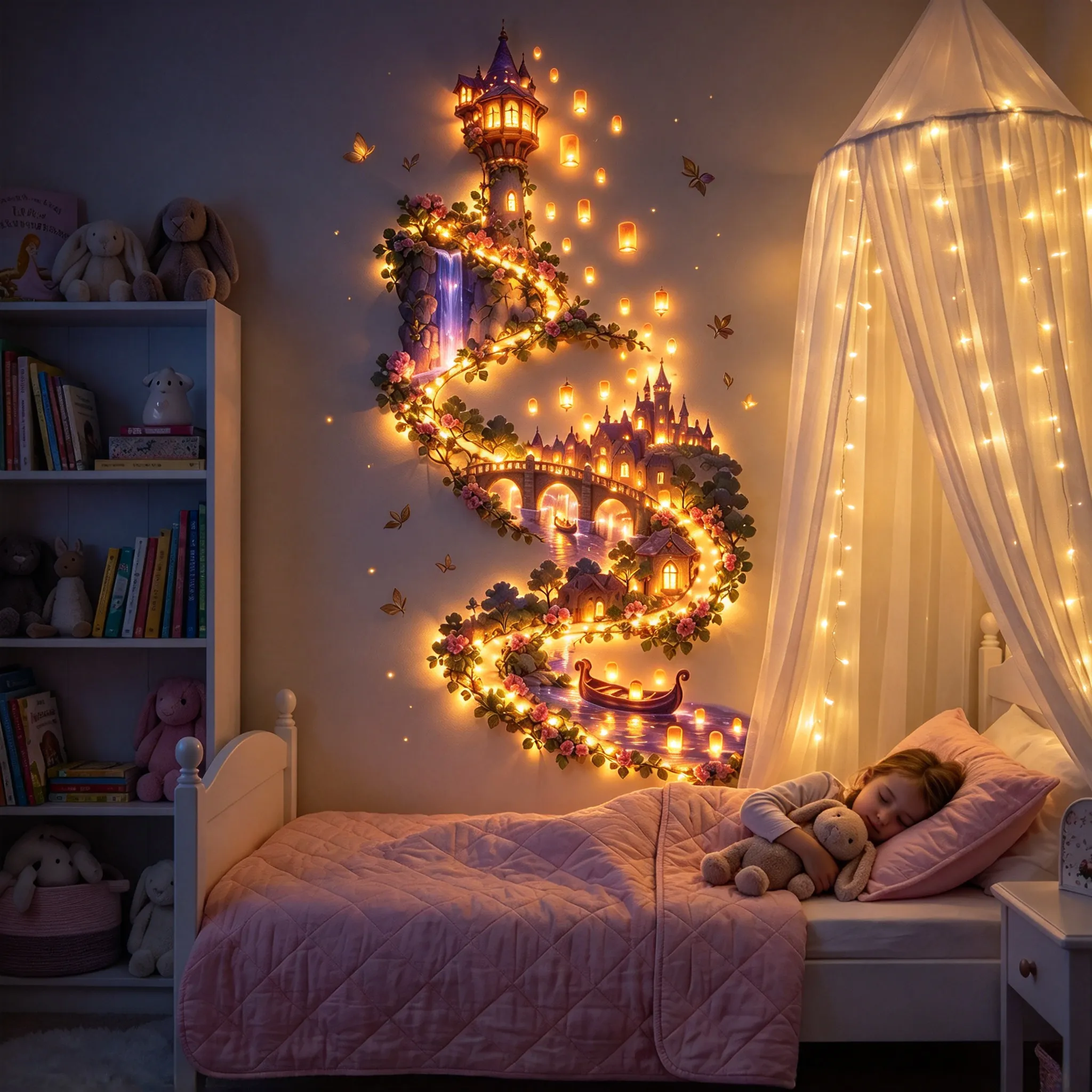 Enchanted castle illuminated wall display