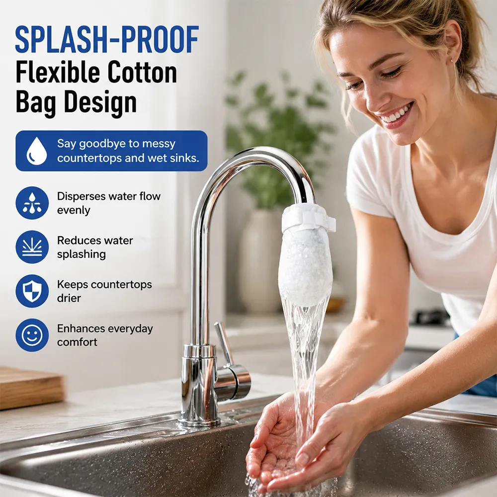 Splash reducing faucet cotton filter