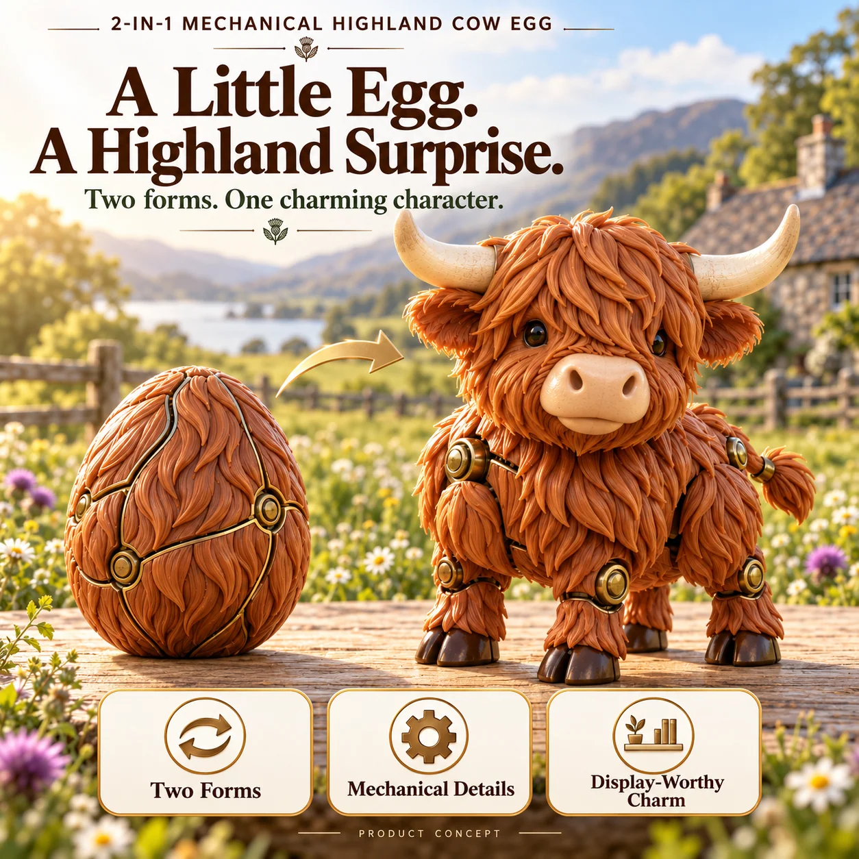 Highland Cow — egg and character design