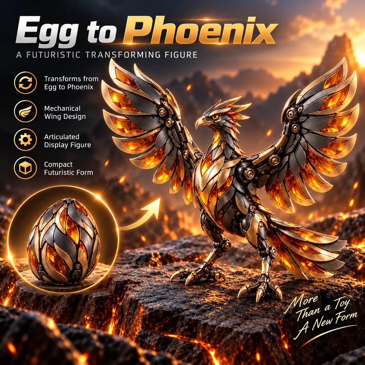 Black & Gold Phoenix — egg and character design
