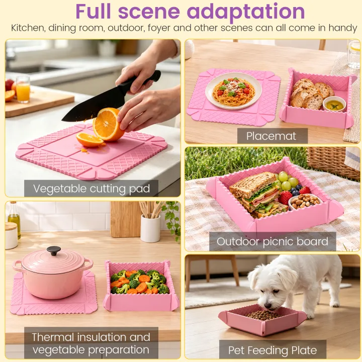 Multiple Uses of the Foldable Silicone Trivet and Serving Tray