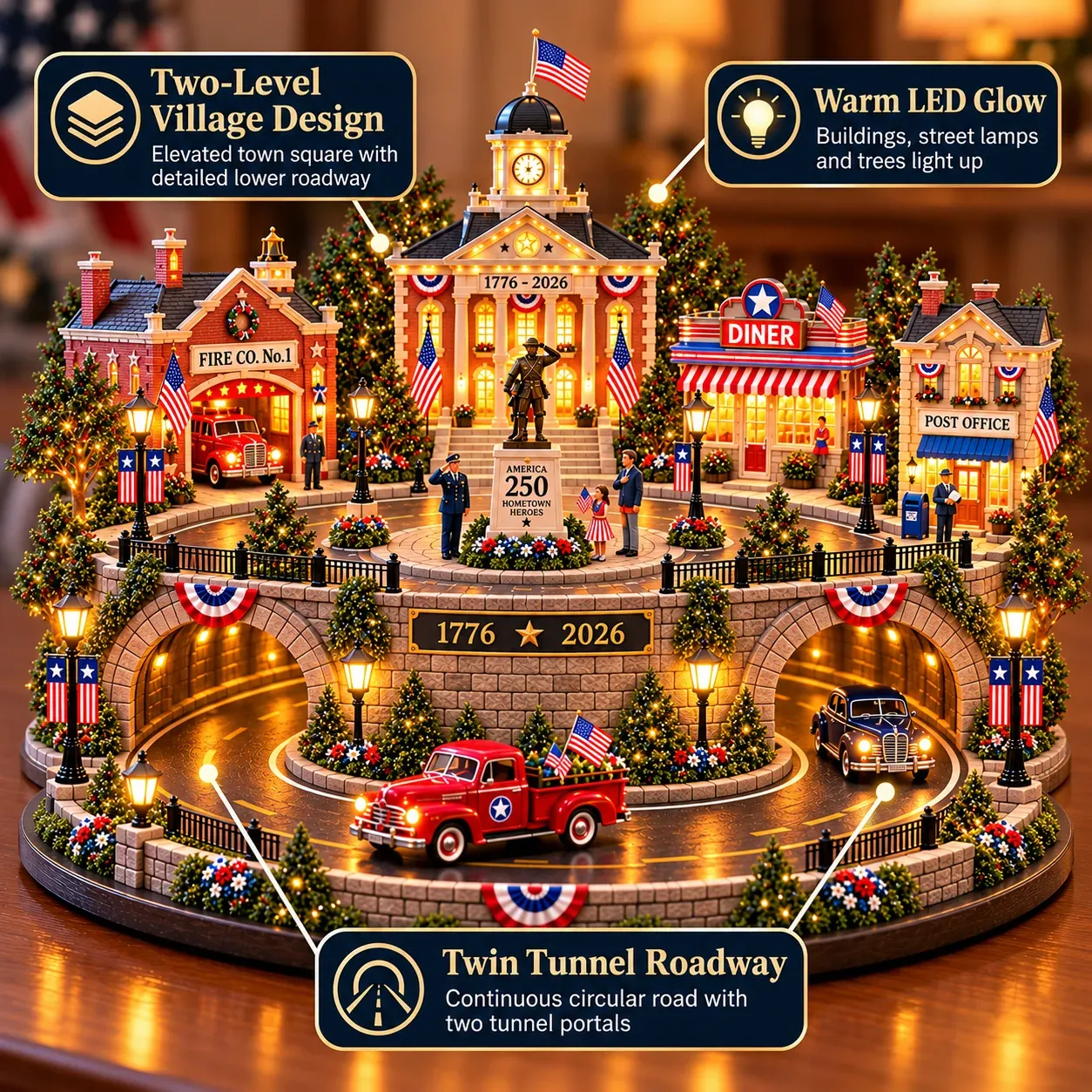 America 250 two level village with twin tunnel roadway