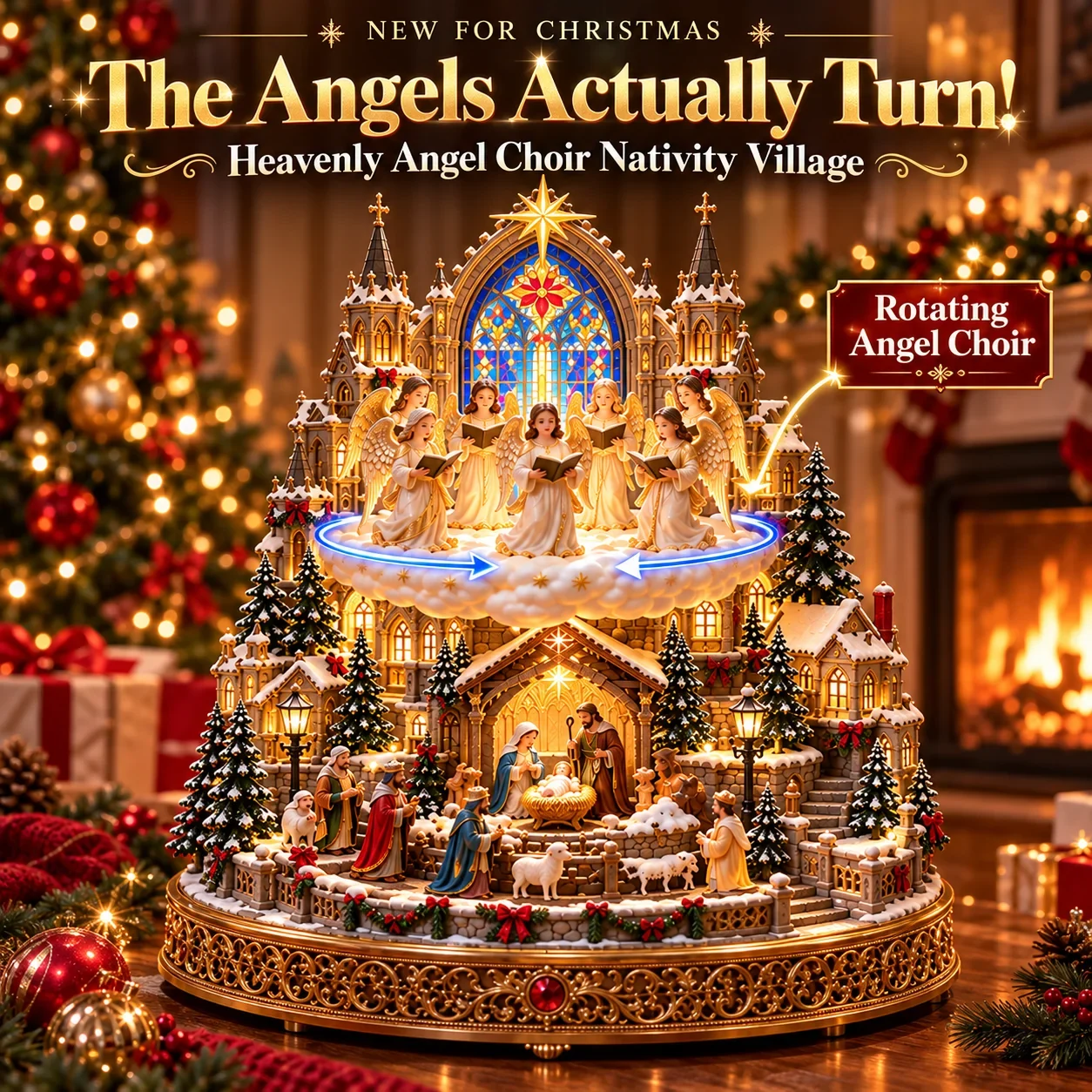 Heavenly Angel Choir Rotating Christmas Nativity Village