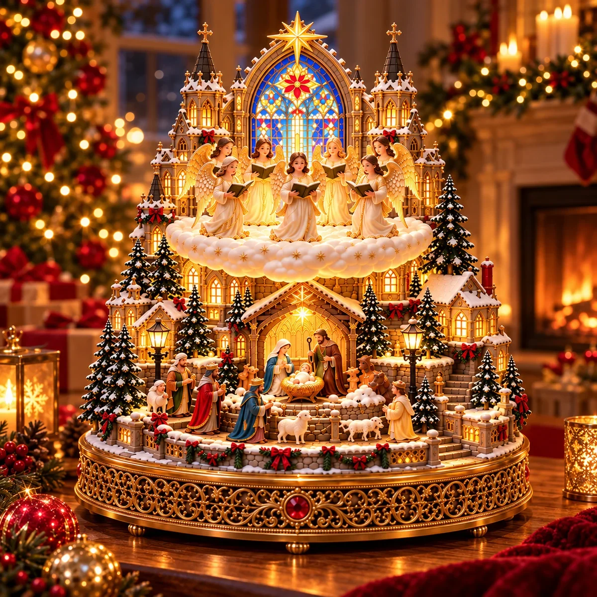 Illuminated Christmas Nativity Village