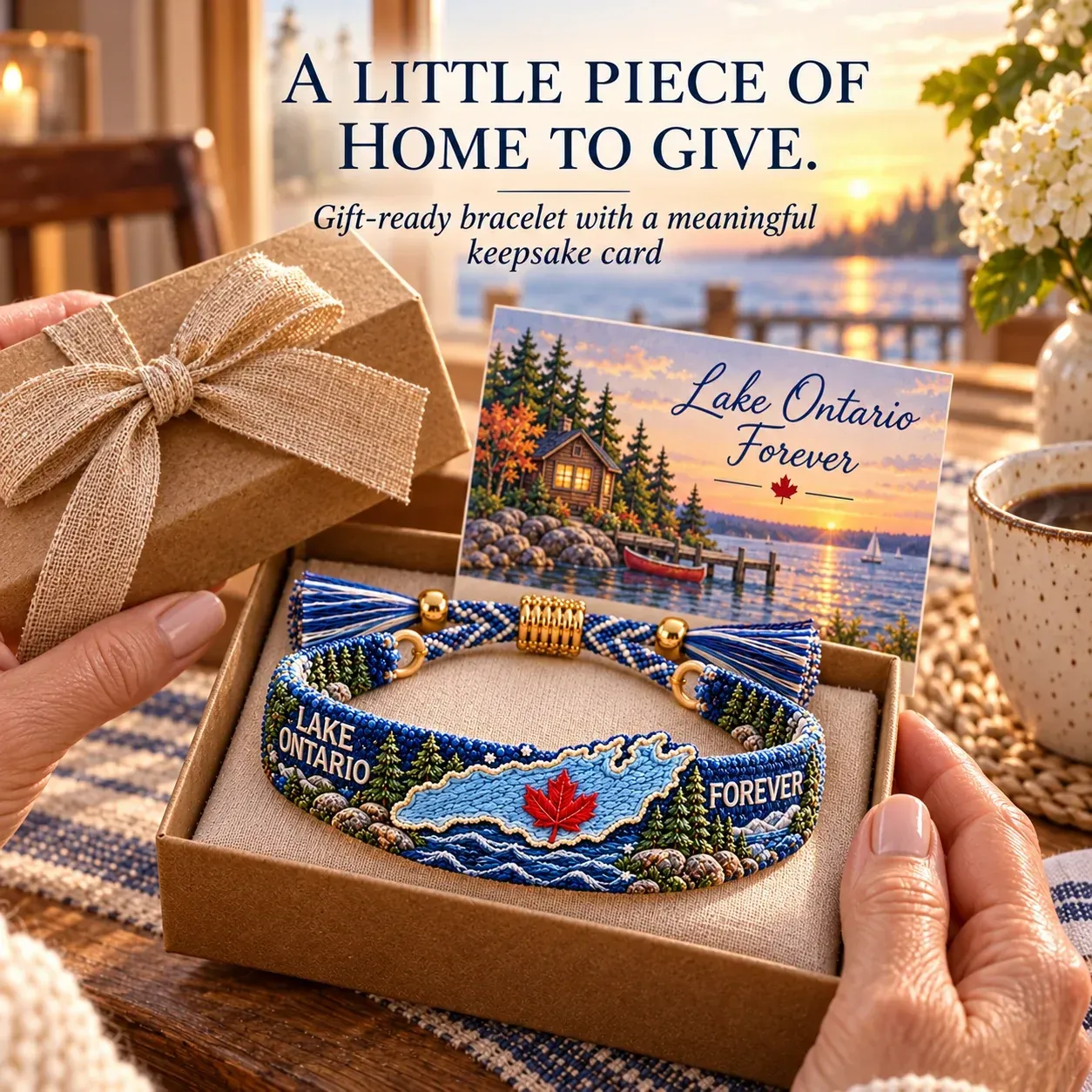 Gift-ready Lake Ontario bracelet with keepsake card