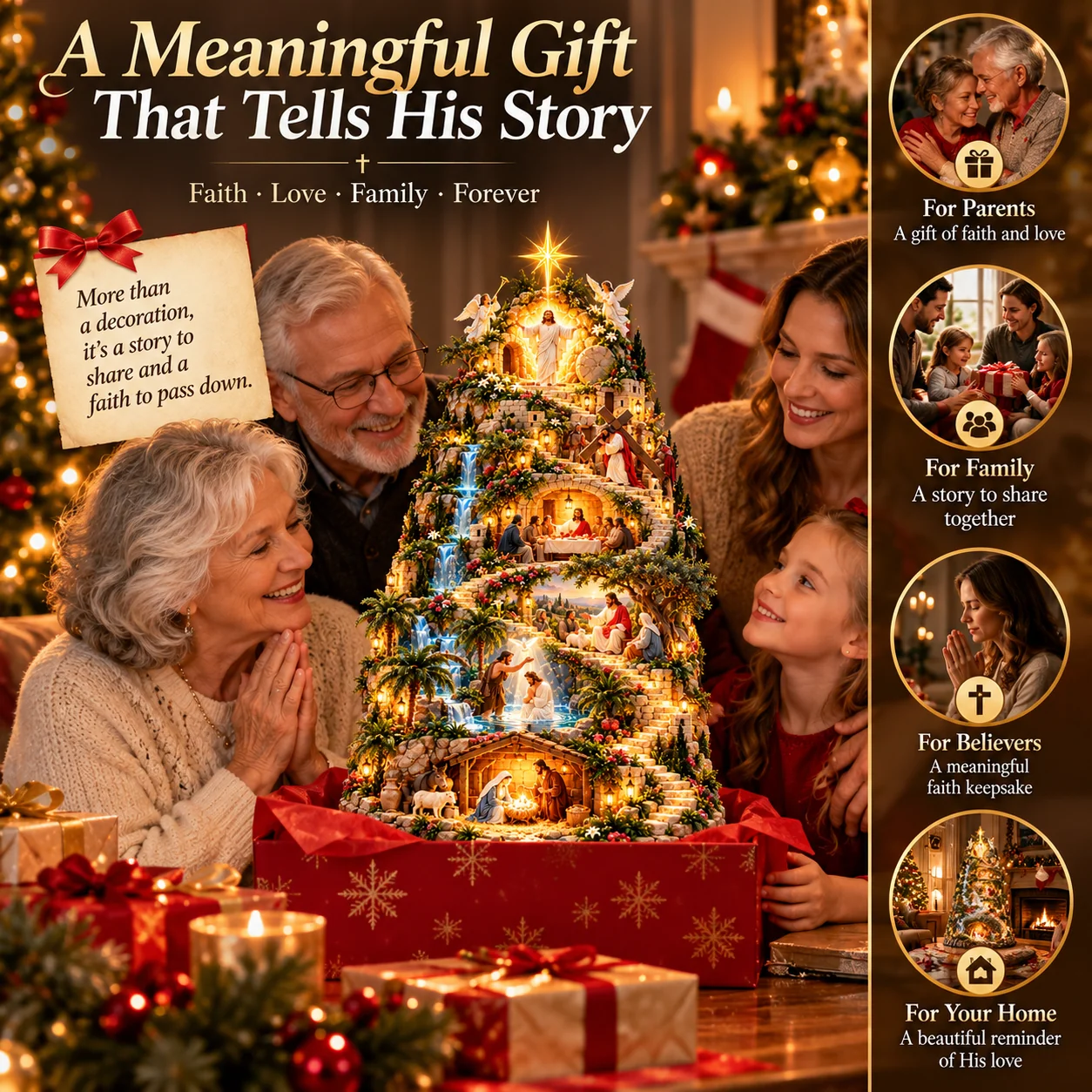 Family celebrating the Journey of Faith as a meaningful Christian gift