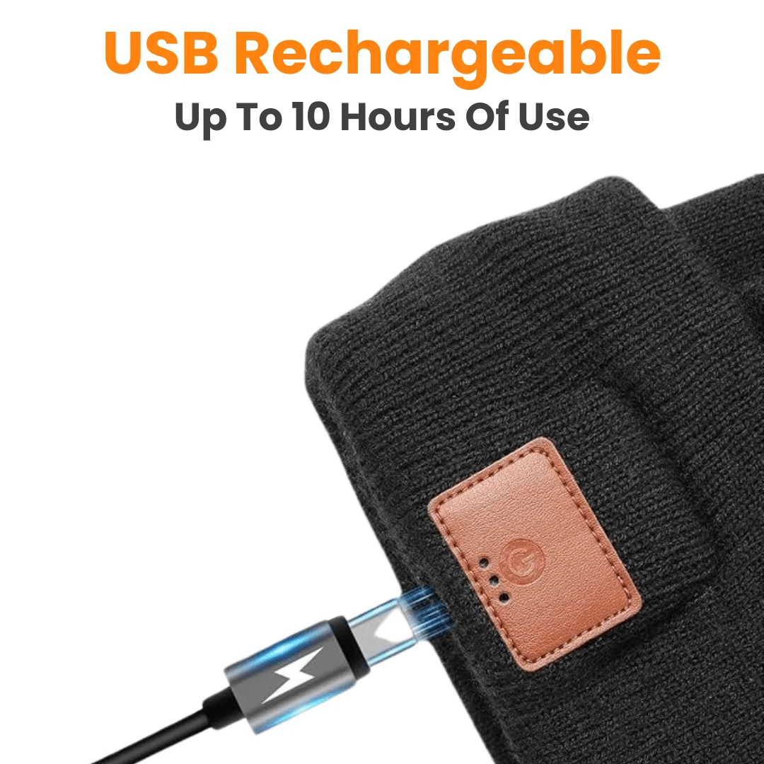 USB-rechargeable LED light module for the knit beanie