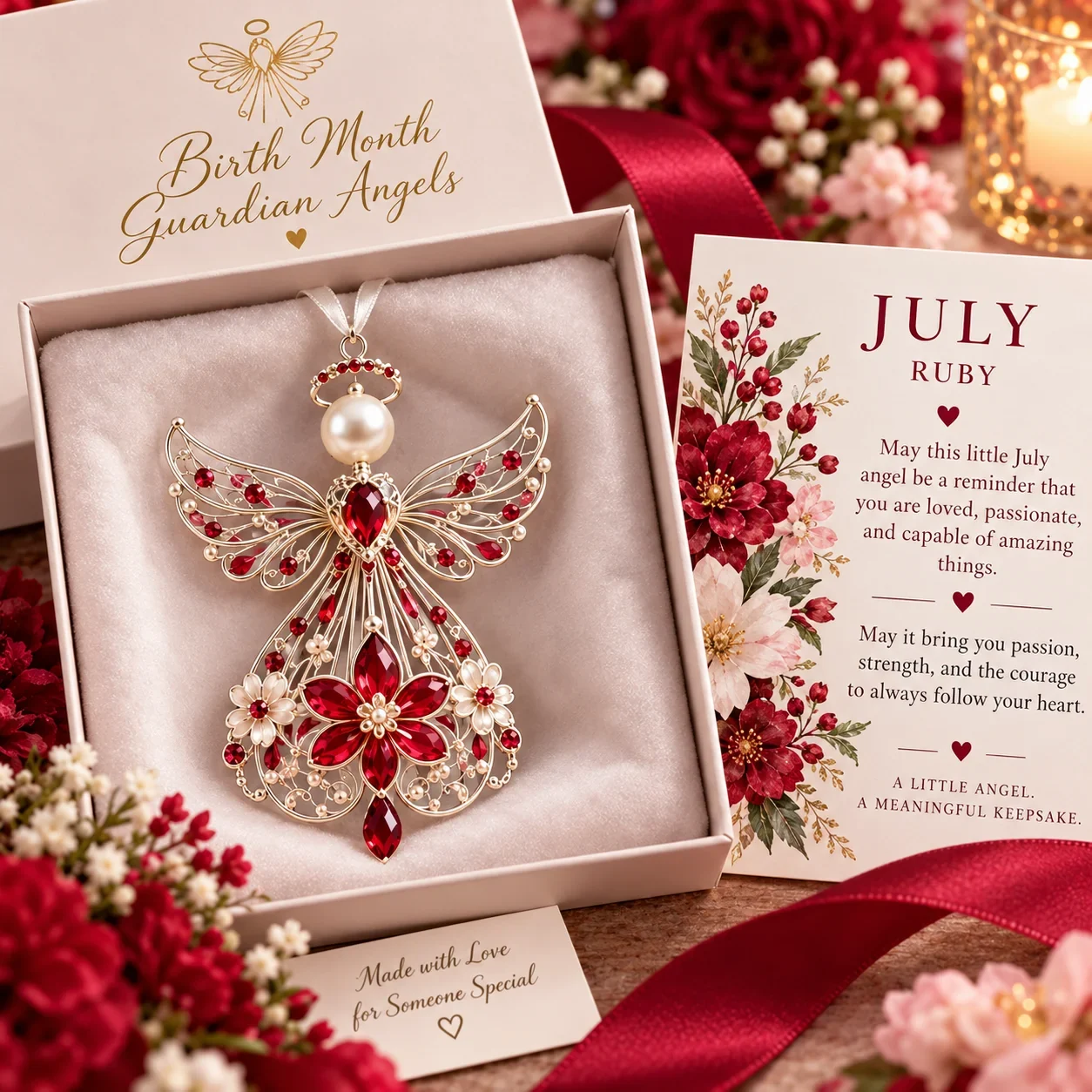 July Ruby birth month guardian angel