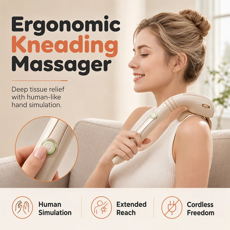 Ergonomic Cordless Long Handle Electric Massager